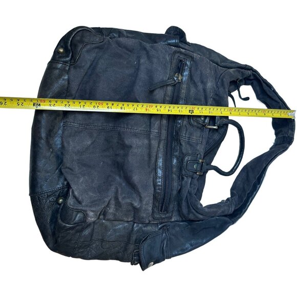 Rare Tough Jeansmith Military Surplus Brown Leather  Large Shoulder Bag - Picture 8 of 9